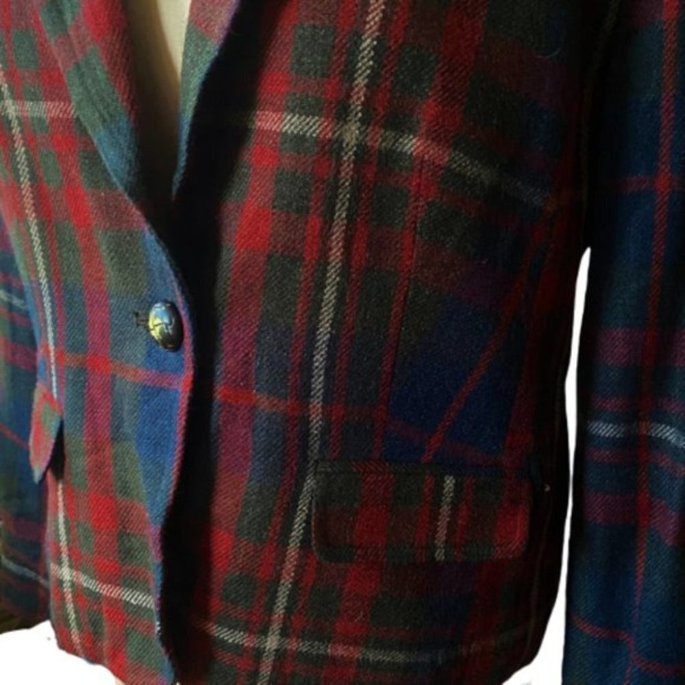 Dark Academia Vintage early 200s Jessica plaid check boxy blazer jacket - Picture 12 of 13